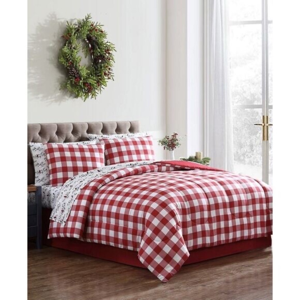 Downluxe Lightweight Plaid Comforter Set 8-Piece Full 679610887716